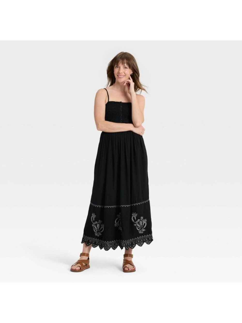 NWT Women's Small Button-Front Smocked Maxi Sundress - Universal Thread MSRP $36